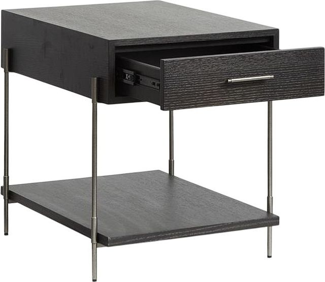 Magnussen Home® Spencer Aged Nickel/Dark Briarsmoke Rectangular End Table-1