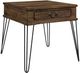 Mazin Furniture Shaffner Rustic Oak End Table with Black Hairpin Legs-2