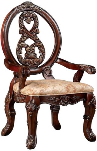 Furniture of America® Normandy 2-Piece Brown Cherry/Tan Arm Chair Set