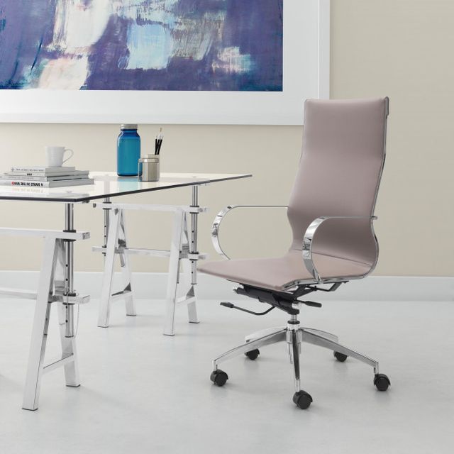 Zuo® Modern Glider Taupe High Back Office Chair-2