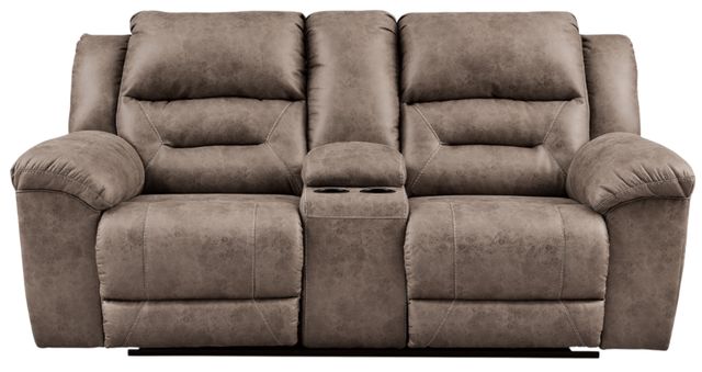 Signature Design by Ashley® Stoneland Fossil Power Double Reclining Loveseat with Console-1