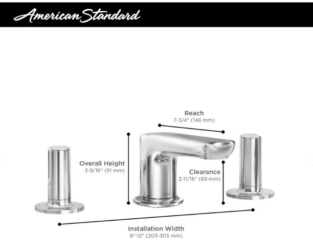 American Standard Studio® S Brushed Nickel Widespread Low Spout 2-Handle Bathroom Faucet with Knob Handles-1