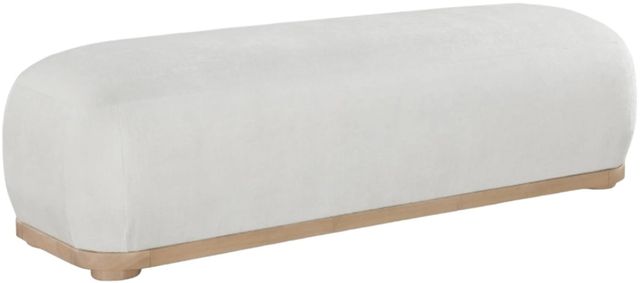 Meridian Furniture Calum Cream/Natural Chenille Fabric Bench-0