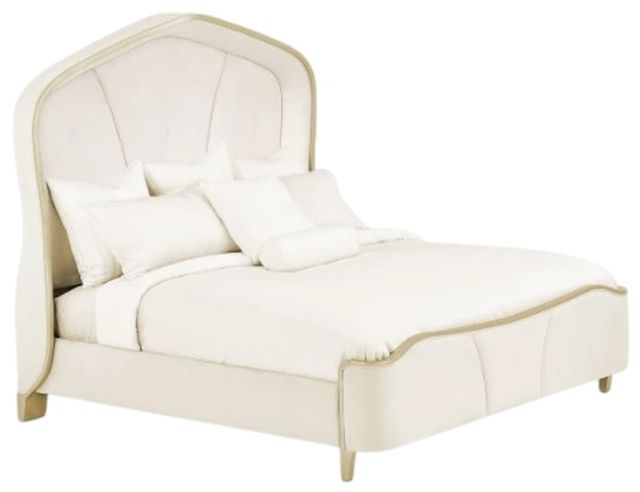 Michael Amini® Malibu Crest Chardonnay/White California King Upholstered Panel Bed-0
