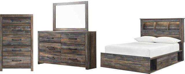 Signature Design by Ashley® Drystan 4-Piece Brown Rustic King Storage Bed Set