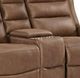 Elements International Avanti Whiskers PU Brown Power Reclining Loveseat with Power Head Recliner and Console-2