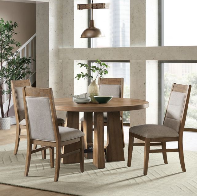 Intercon Landmark Weathered Oak Upholstered Side Chair-1