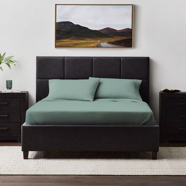 Malouf® Linen-Weave Cotton Sage King Sheet Set-3