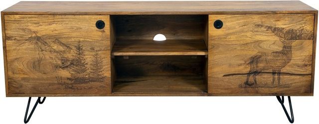 Porter International Designs Alpine Deer Natural TV Stand-1