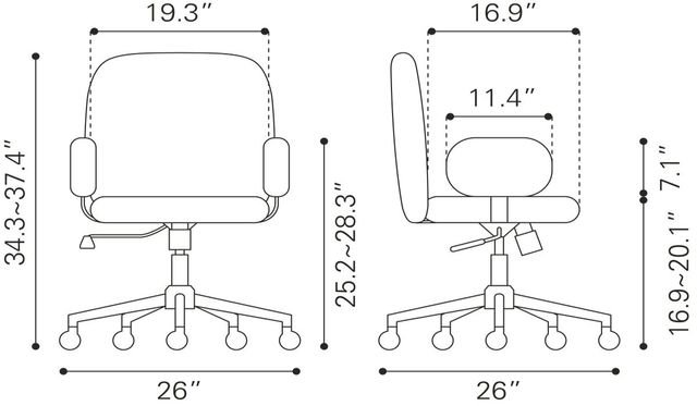 Zuo® Modern Lionel Beige Office Chair-1