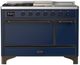 Ilve® Majestic III 48" Midnight Blue Pro Style Dual Fuel Natural Gas Range with French Top and Burnished Trim-0