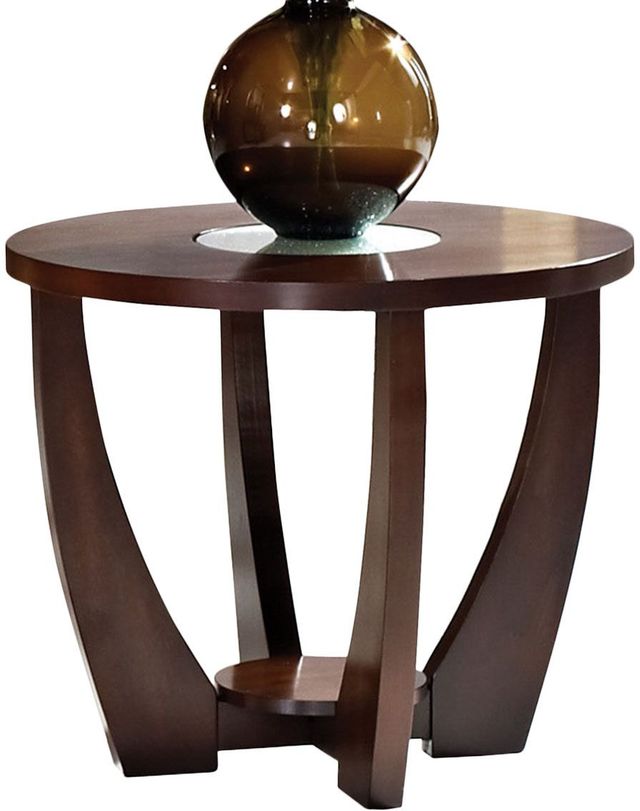 Steve Silver Co. Rafael Merlot Cherry End Table with Glass Top Insert-0