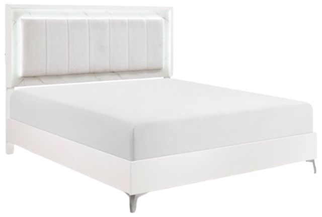Homelegance® Ripple High Gloss White California King Panel Bed-0