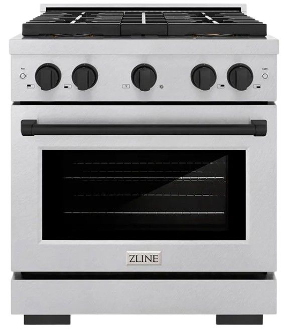 ZLINE Autograph Edition Paramount 30" 4.2 Cu. Ft. Satin Stainless Steel Dual Fuel Range with 4 Burner DuoPro™ Cooktop and Electric Convection Oven in Matte Black Accents-0