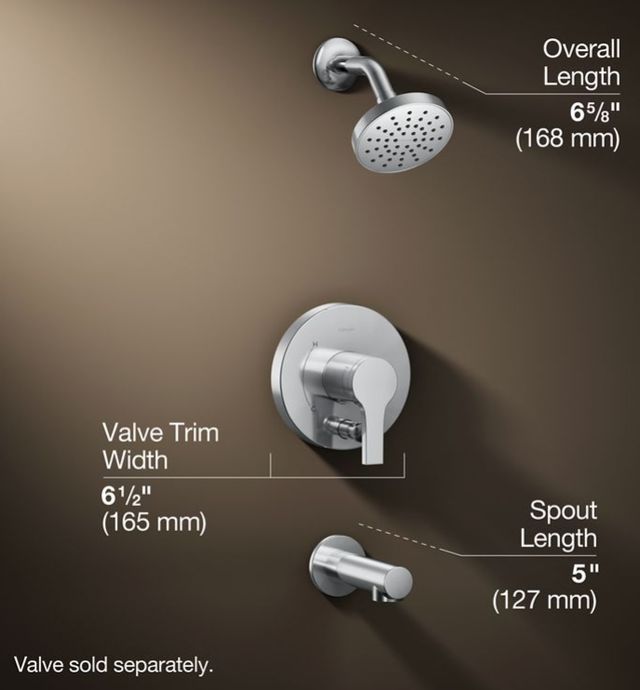 KOHLER® Elate® Rite-Temp® Polished Chrome 2.5 GPM Bath and Shower Trim Kit with Push-Button Diverter-2