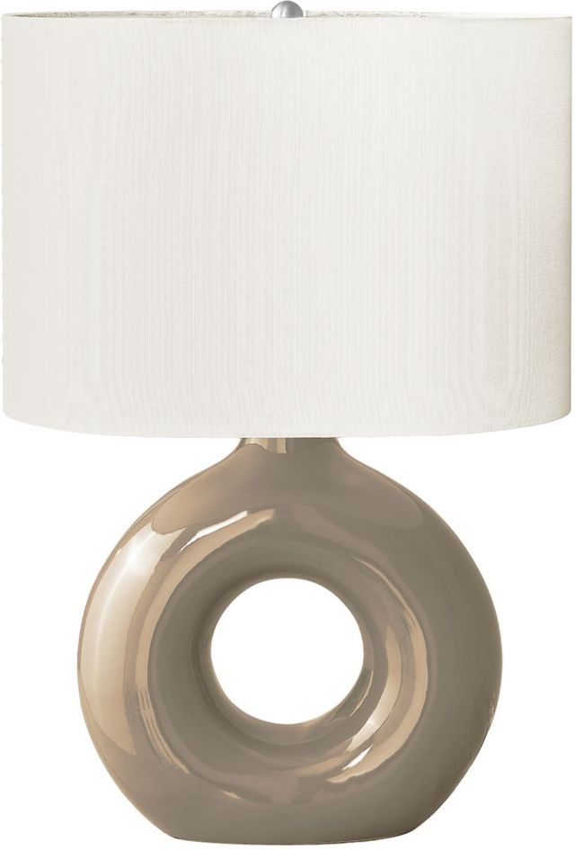 Monarch Specialties Inc. Brown Ceramic Table Lamp with Ivory Shade-0
