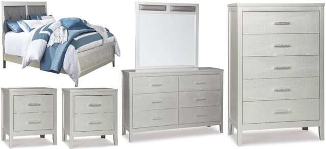 Signature Design by Ashley® Olivet 6-Piece Silver Queen Panel Bed Set-0