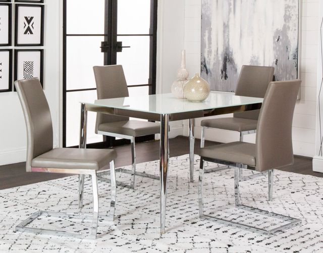 Cramco Atom Super White Glass Top Dining Table with Chrome Base-4