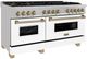 ZLINE Autograph Edition Legacy 60" Satin Stainless Steel Pro Style Dual Fuel Range with White Matte Door and Champagne Bronze Accents-1