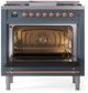 Ilve® Nostalgie II Series 36" Blue Gray Pro Style Dual Fuel Range-4