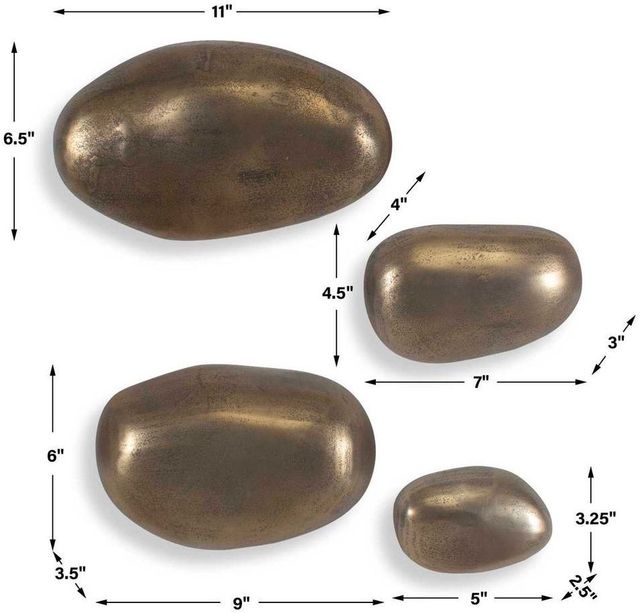 Uttermost® Set In Stone 4-Piece Antique Brass Aluminium Indoor-Outdoor Wall Art Set -3