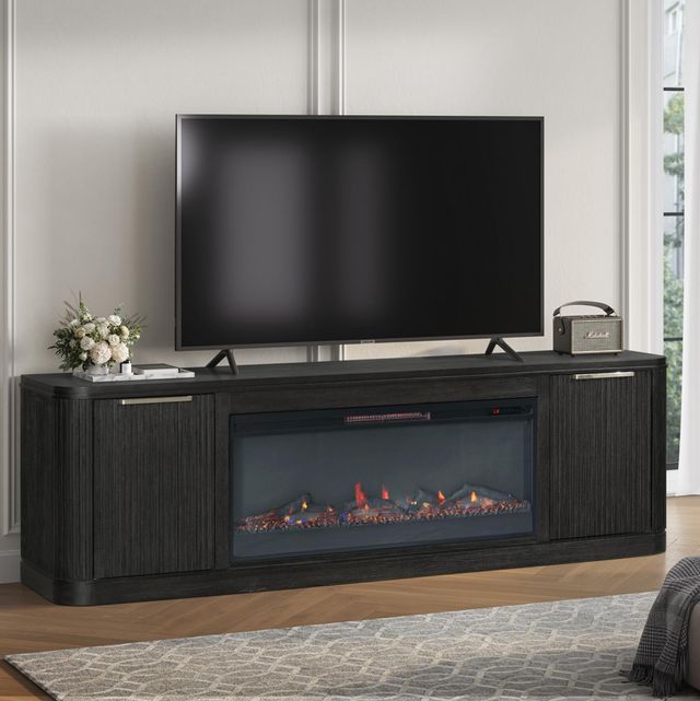 Legends Home Genevieve Black 84" Fireplace Console-2