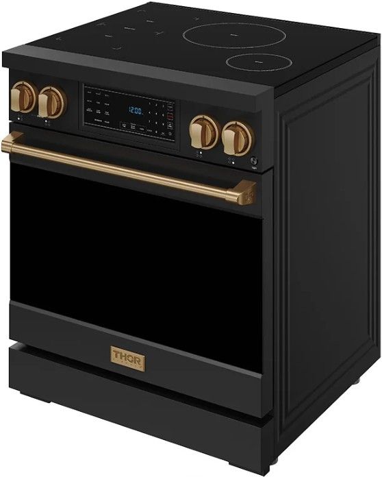 Thor Kitchen® Gordon Ramsay Collection 30" Black Pro Style Induction Range with Tilt Panel Touch Control and Bronze Trim-3