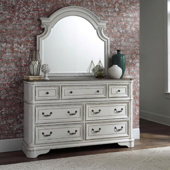 Liberty Furniture Magnolia Manor Antique White/Weathered Bark Dresser and Mirror-1