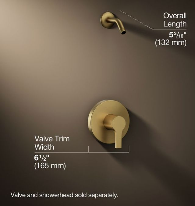 KOHLER® Elate® Rite-Temp® Vibrant Brushed Moderne Brass Shower Trim Kit-2