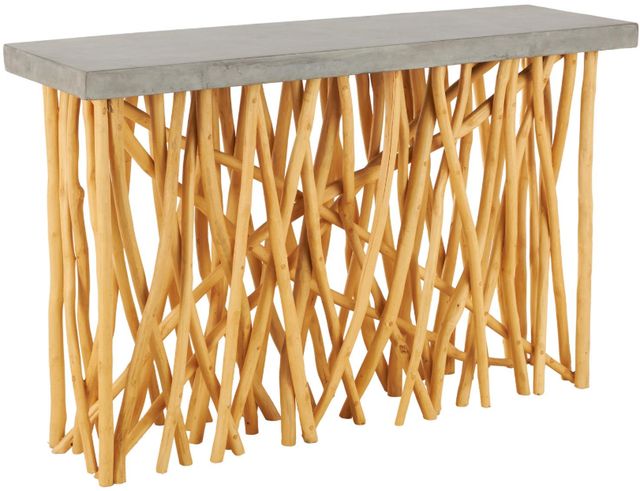 Deco Marche Gray Top Console Table with Brown Base-0