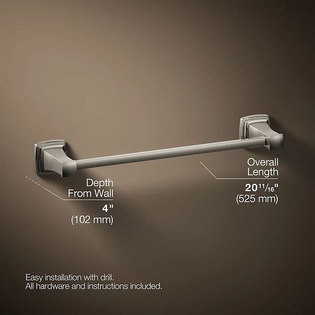KOHLER® Riff® Vibrant Polished Nickel 18" Towel Bar-2