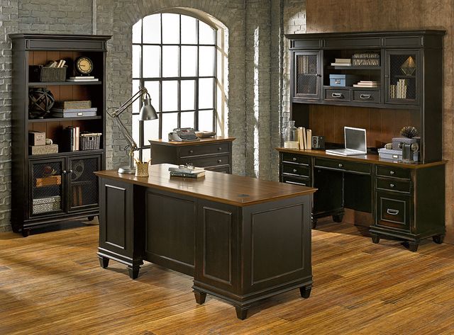 Martin Furniture Hartford Two Toned Rubbed Double Pedestal Desk-1