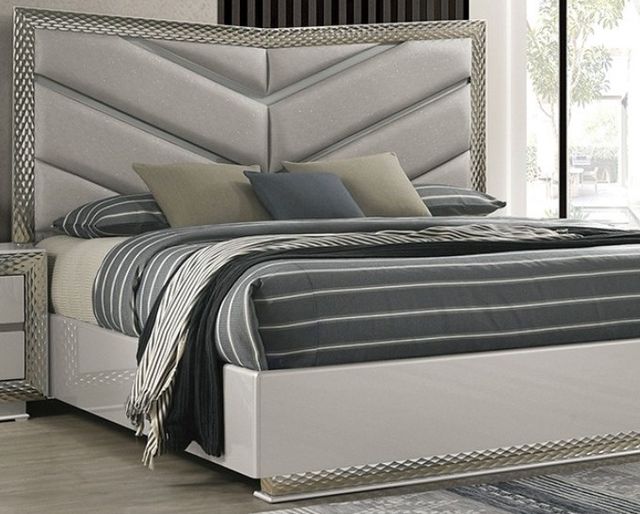 Furniture of America® Ventnor Gray Eastern King Panel Bed-0