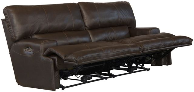Catnapper® Wembley Chocolate Leather Power Lay Flat Reclining Sofa with Power Adjustable Headrest and Power Adjustable Lumbar Support-2