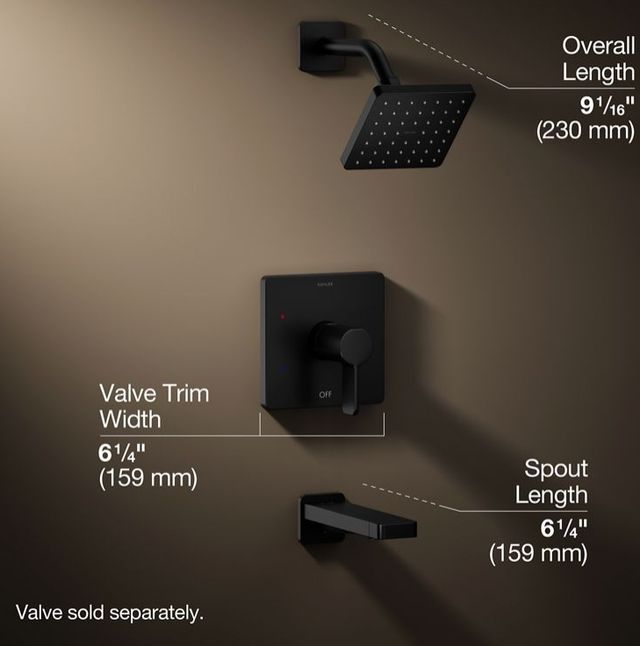KOHLER® Parallel® Rite-Temp® Matte Black 2.5 GPM Bath and Shower Trim Kit-2