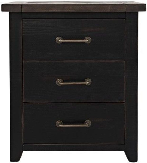 Jofran Inc. Madison County Vintage Black Power Nightstand-2