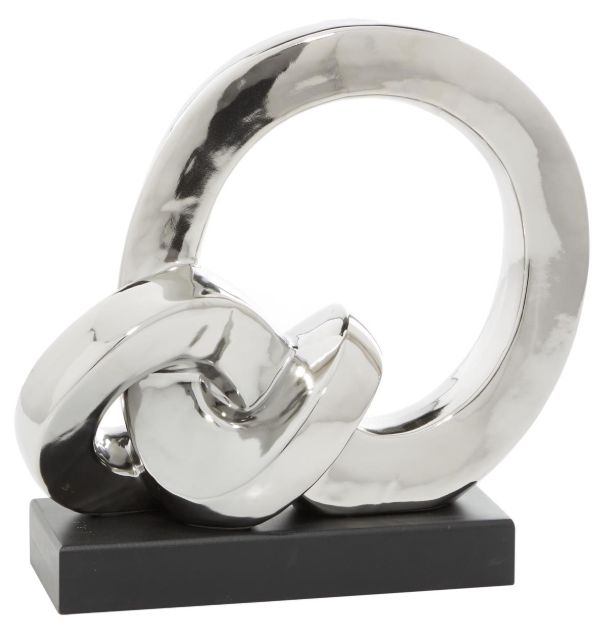 Deco Marche Silver Abstract Link Decorative with Black Base-0