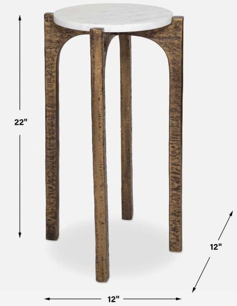 Uttermost® Vivi White Drink Table with Antique Brass Legs-2