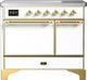 Ilve® Majestic III 40" White Pro Style Induction Range with Solid Door and Brass Trim-0