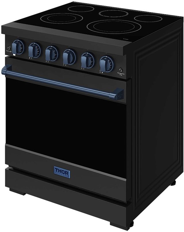 Thor Kitchen 30" Black Pro Style Electric Range with Precision Knob Control & Blue Hardware-3