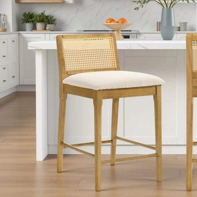 Armen Living Tobias 2-Piece Amber Glow/White Counter Stool Set-1