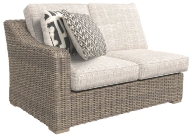 Signature Design by Ashley® Beachcroft 2-Piece Beige/Brown Outdoor Fabric/Resin Wicker Loveseat-2