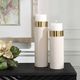 Uttermost® Wessex 2-Piece Antique Brushed Brass/White Pillar Candleholders Set-2