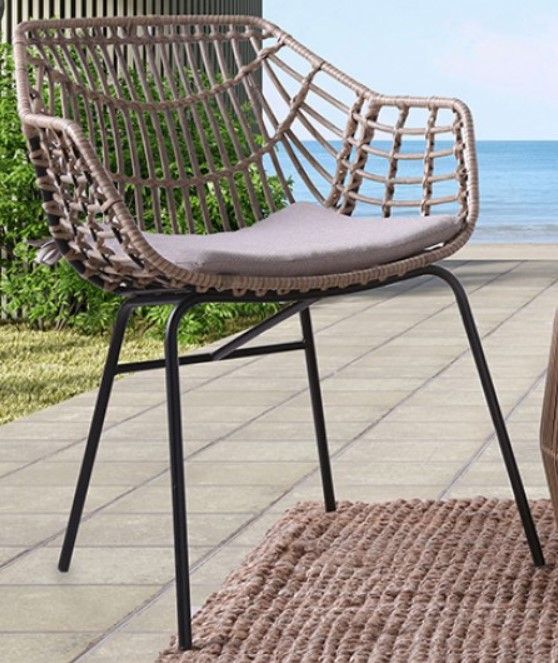 Furniture of America® Livana 2-Piece Black/Natural Fabric/Rattan/Steel Outdoor Chair Set-1