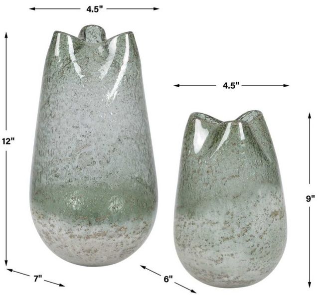 Uttermost® Chianti 2-Piece Bluish-Green/Milky White Vase Set-4