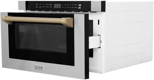 ZLINE Autograph Edition 1.2 Cu. Ft. Stainless Steel/Champagne Bronze Microwave Drawer-3