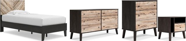 Signature Design by Ashley® Piperton 4-Piece Two-Tone Brown/Black Twin Panel Platform Bed Set-0