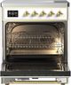 Ilve® Majestic III 30" White Pro Style Induction Range with Solid Door and Brass Trim-1