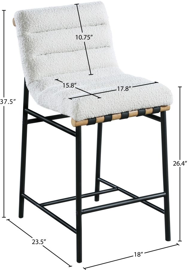 Meridian Furniture Burke Cream/Matte Black Counter Stool-3