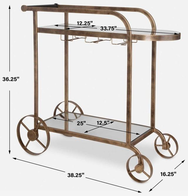 Uttermost® Carrinho Antique Brass Bar Cart-2